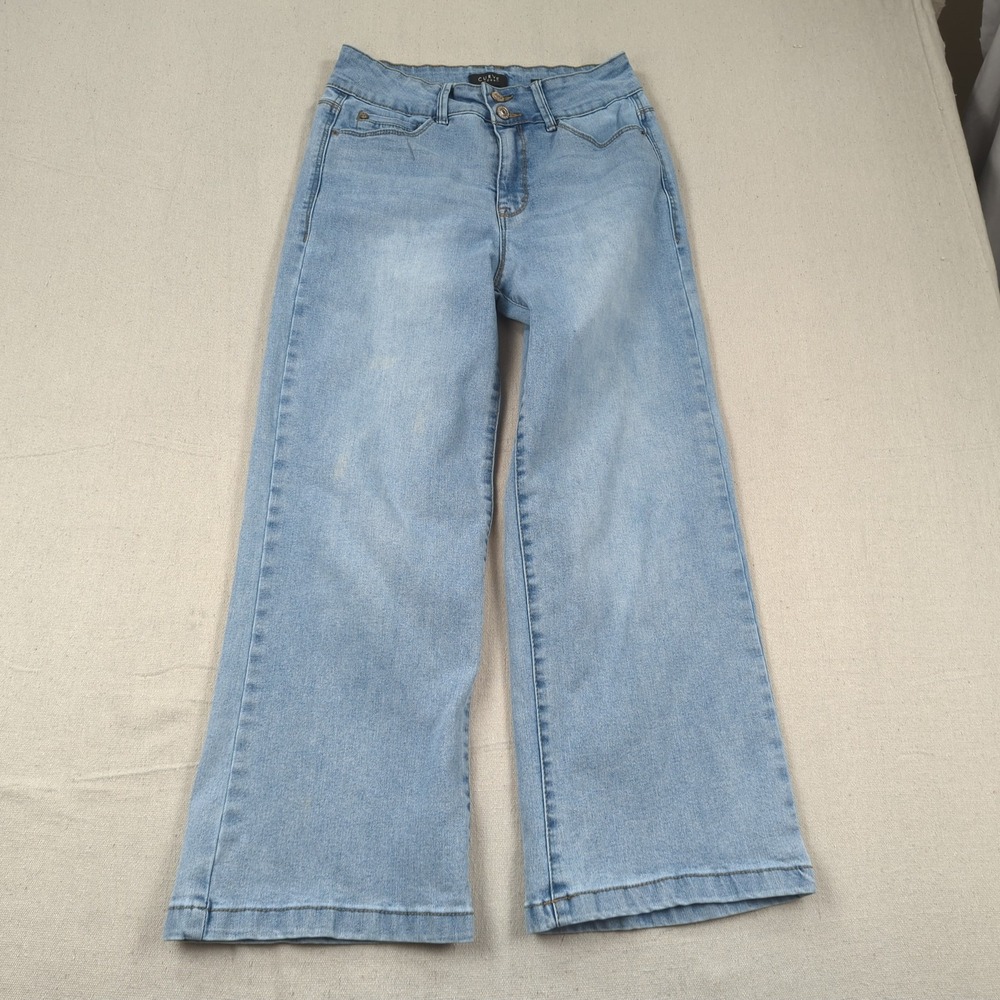 Curve Appeal Jeans Womens 4 27 Blue High Rise Wide Leg Stretch Light Wash Boho